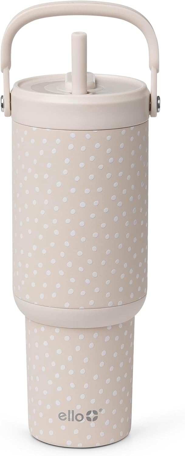 Ello Oasis Go+ 26oz Insulated Stainless Steel Tumbler with Straw, Wild Dot