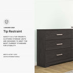 Signature Design by Ashley Belachime 6 Drawer Black Wood Bedroom Dresser | Spacious 60-inch frame for master suites, Antiqued pewter-tone handles, Deep 8.25-inch bottom drawers