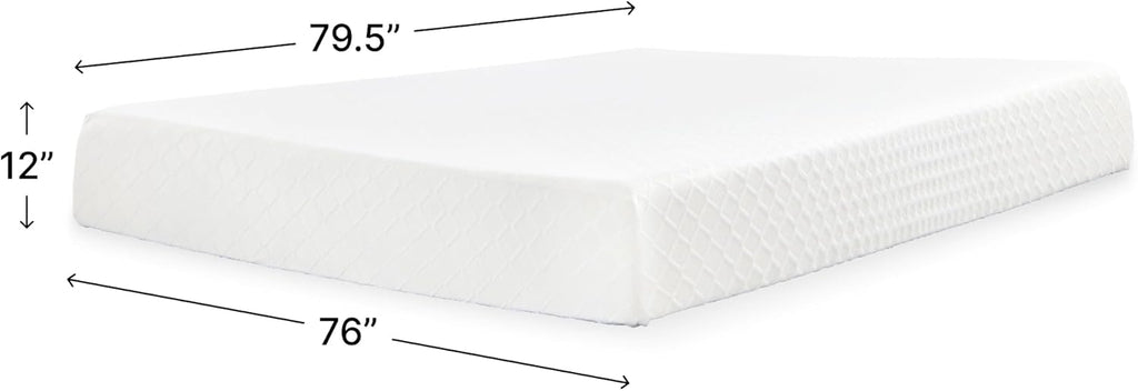 Signature Design by Ashley 12 Inch King Memory Foam Mattress in a Box | Medium Firm comfort with a 12-inch profile and pressure relief, Stretch knit cover for primary bedroom use, Chime Series