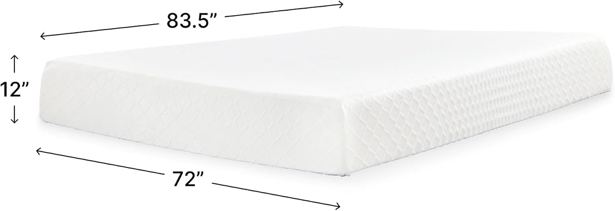 Signature Design by Ashley Memory Foam Mattress in a Box, California King | Stretch knit cover, High-density foam, Medium Firm comfort, Low motion transfer, CertiPUR-US certified foam, Chime Series