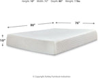 Signature Design by Ashley 10 Inch Memory Foam King Mattress in a Box | 10-inch profile Medium Firm feel with a stretch knit cover, Low motion transfer and pressure relief, Chime Series