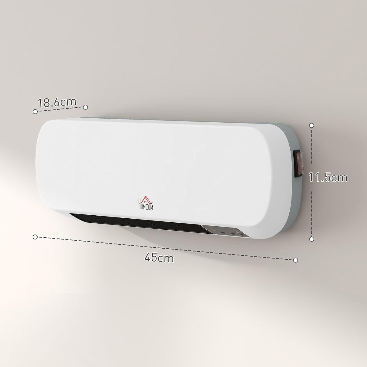 HOMCOM Wall Mounted Space Heater, 2000W Ceramic Heater, White