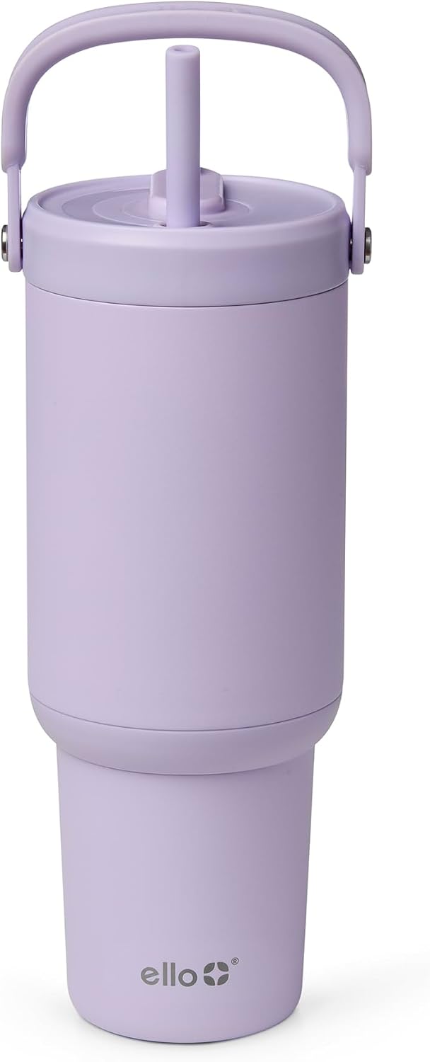 Ello Oasis Go+ 32oz Insulated Stainless Steel Tumbler with Straw, Orchid