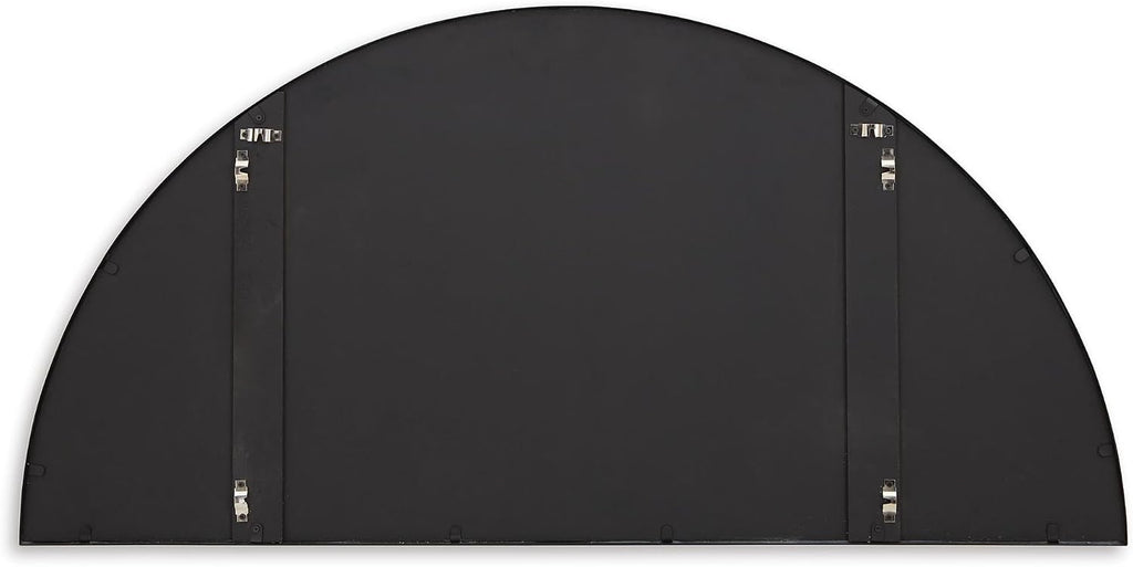 Signature Design by Ashley Denlow Accent Mirror, Black Half Moon Mirror | 50-inch half moon glass mirror, Arched thin frame design, Multi-directional mounting, Elegant living room decor