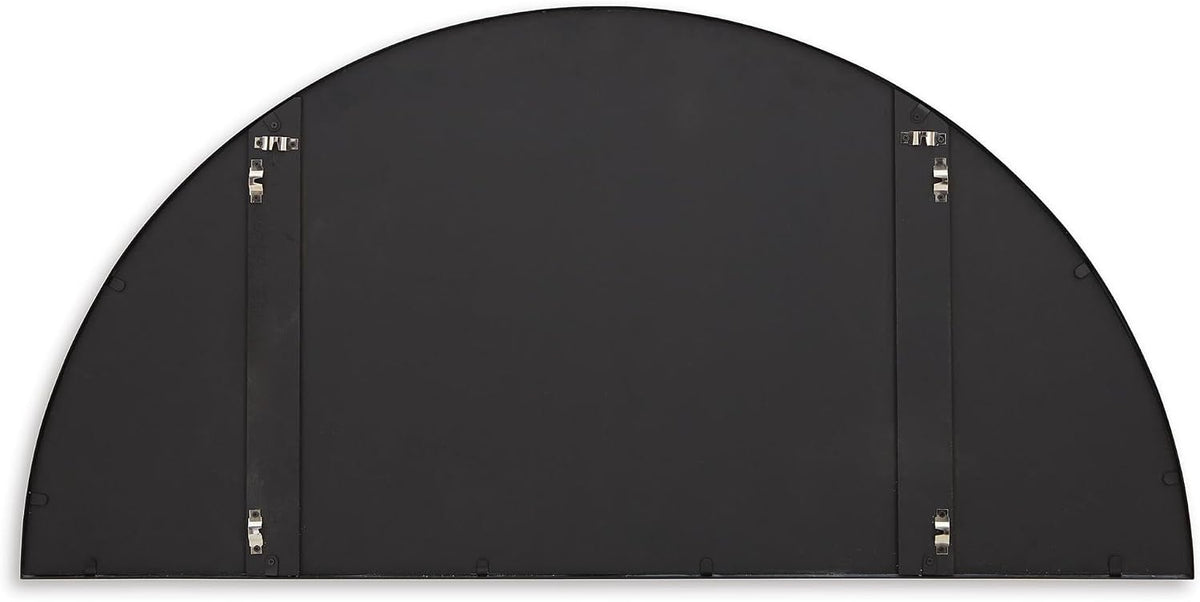 Signature Design by Ashley Denlow Accent Mirror, Black Half Moon Mirror | 50-inch half moon glass mirror, Arched thin frame design, Multi-directional mounting, Elegant living room decor