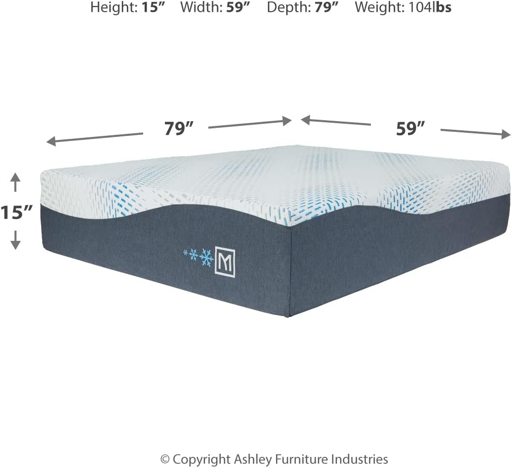 Signature Design by Ashley Millennium Luxury Plush Gel Latex Hybrid 15 Inch Mattress, Queen, White