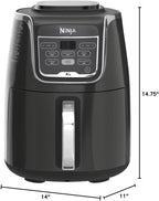 Ninja Air Fryer XL, 5.5 Qt, 5-in-1, Grey, AF150AMZ | Air fry, roast, reheat, dehydrate, 1750W, 400F max, Fits 3 lbs wings, Dishwasher-safe