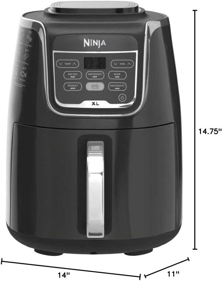 Ninja Air Fryer XL, 5.5 Qt, 5-in-1, Grey, AF150AMZ | Air fry, roast, reheat, dehydrate, 1750W, 400F max, Fits 3 lbs wings, Dishwasher-safe