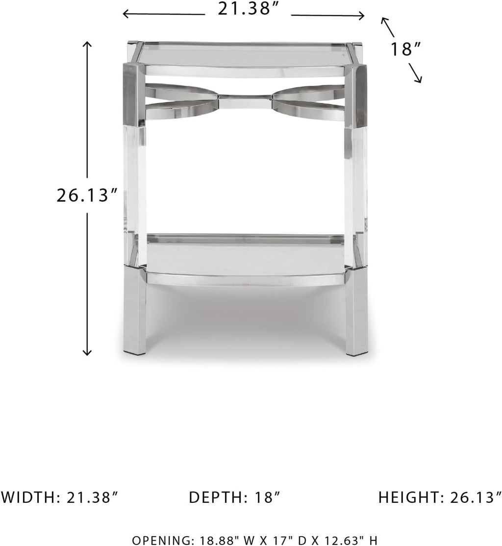 Signature Design by Ashley Chaseton Modern Glam Accent End Table, Silver Finish