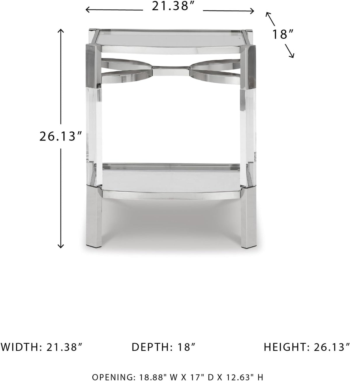 Signature Design by Ashley Chaseton Modern Glam Accent End Table, Silver Finish