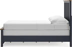 Signature Design by Ashley Kids Full Wood Panel Bed Frame, Blue & Brown | Traditional Shaker style silhouette, Two-tone slate blue and light brown finish, Box spring required, Landocken Series