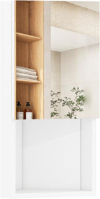 3 Shelves Corner Bathroom Mirror Cabinet,Wall Mounted Bathroom Cabinet