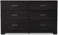 Signature Design by Ashley Belachime 6 Drawer Black Wood Bedroom Dresser | Spacious 60-inch frame for master suites, Antiqued pewter-tone handles, Deep 8.25-inch bottom drawers