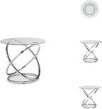 Signature Design by Ashley Hollynyx Round Glass Coffee Table Set of 3 | Tempered glass and chrome frames, Includes 38-in round coffee table and 2 26-in end tables, Adjustable levelers