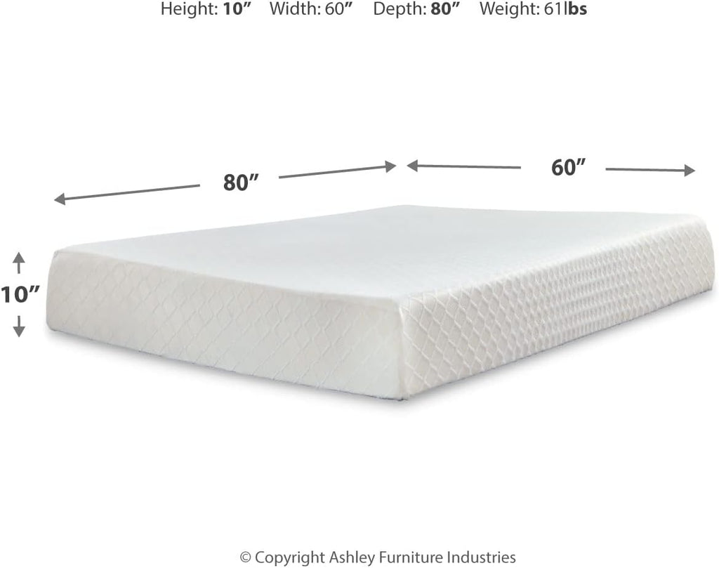 Signature Design by Ashley Memory Foam Mattress in a Box, 10 in Queen | Medium Firm memory foam mattress, Premium stretch knit cover, Low motion transfer, Bedroom use, Chime Series
