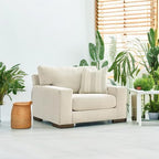 Signature Design by Ashley Oversized Accent Chair and a Half, Birch Beige | Plush textured polyester chenille with track arms, Sag-resistant platform foundation, Reversible cushions, Maggie Series