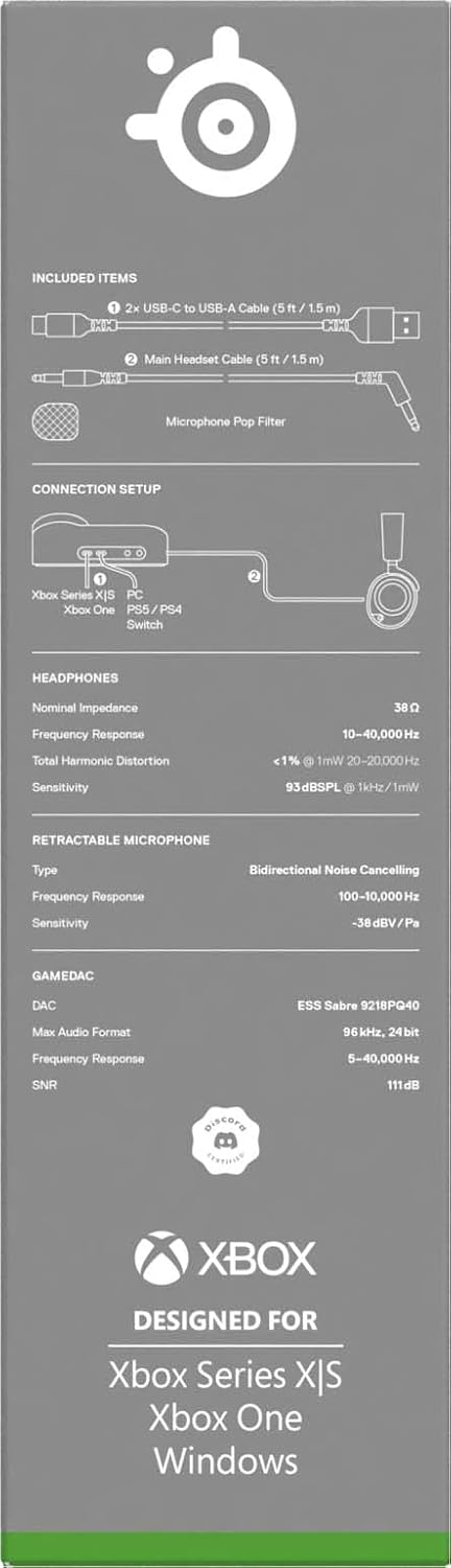 SteelSeries Arctis Nova Pro for Xbox - Multi-System Gaming Headset (Xbox, PC, Switch & More) - Premium Hi-Fi Drivers - Hi-Res Certified GameDAC Gen2 - 360° Spatial Audio - Retractable Mic