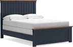 Signature Design by Ashley Kids Full Wood Panel Bed Frame, Blue & Brown | Traditional Shaker style silhouette, Two-tone slate blue and light brown finish, Box spring required, Landocken Series