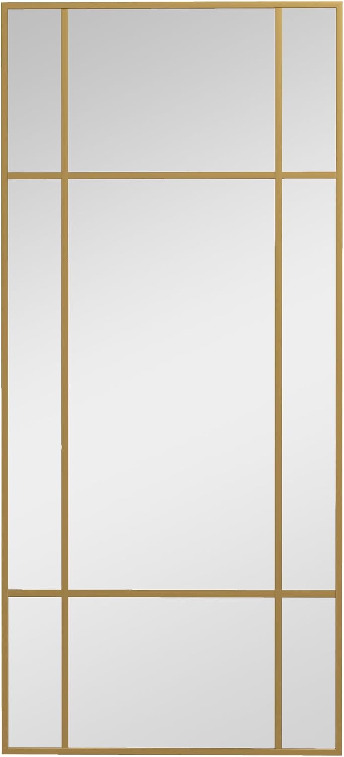 HOMCOM Rectangle Wall Mirror 110 x 50cm Window Style Vanity Mirror Gold