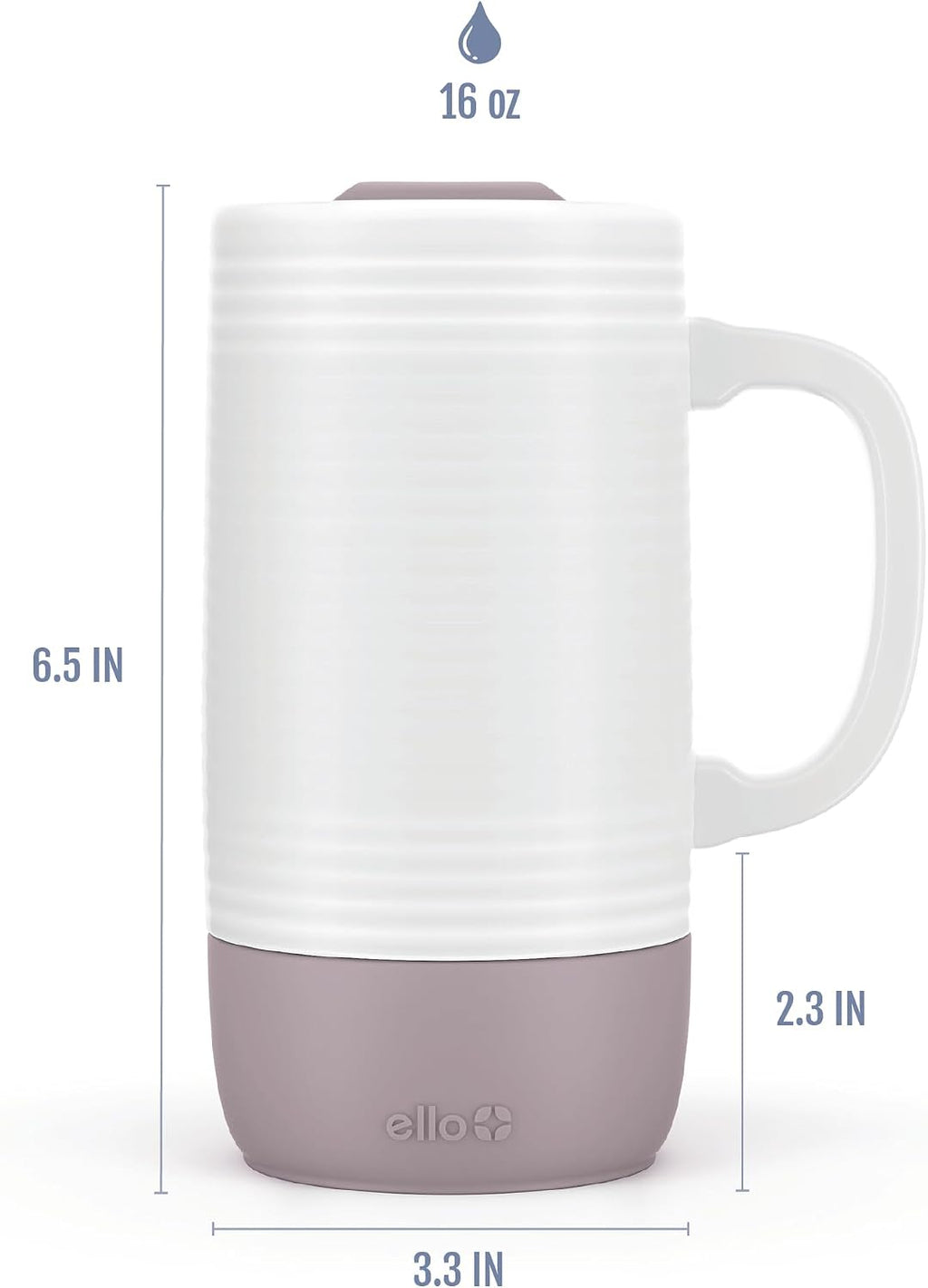 Ello Jane 18oz Ceramic Travel Mug with Handle with Coaster, Mauvewood