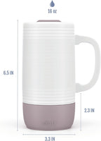 Ello Jane 18oz Ceramic Travel Mug with Handle with Coaster, Mauvewood