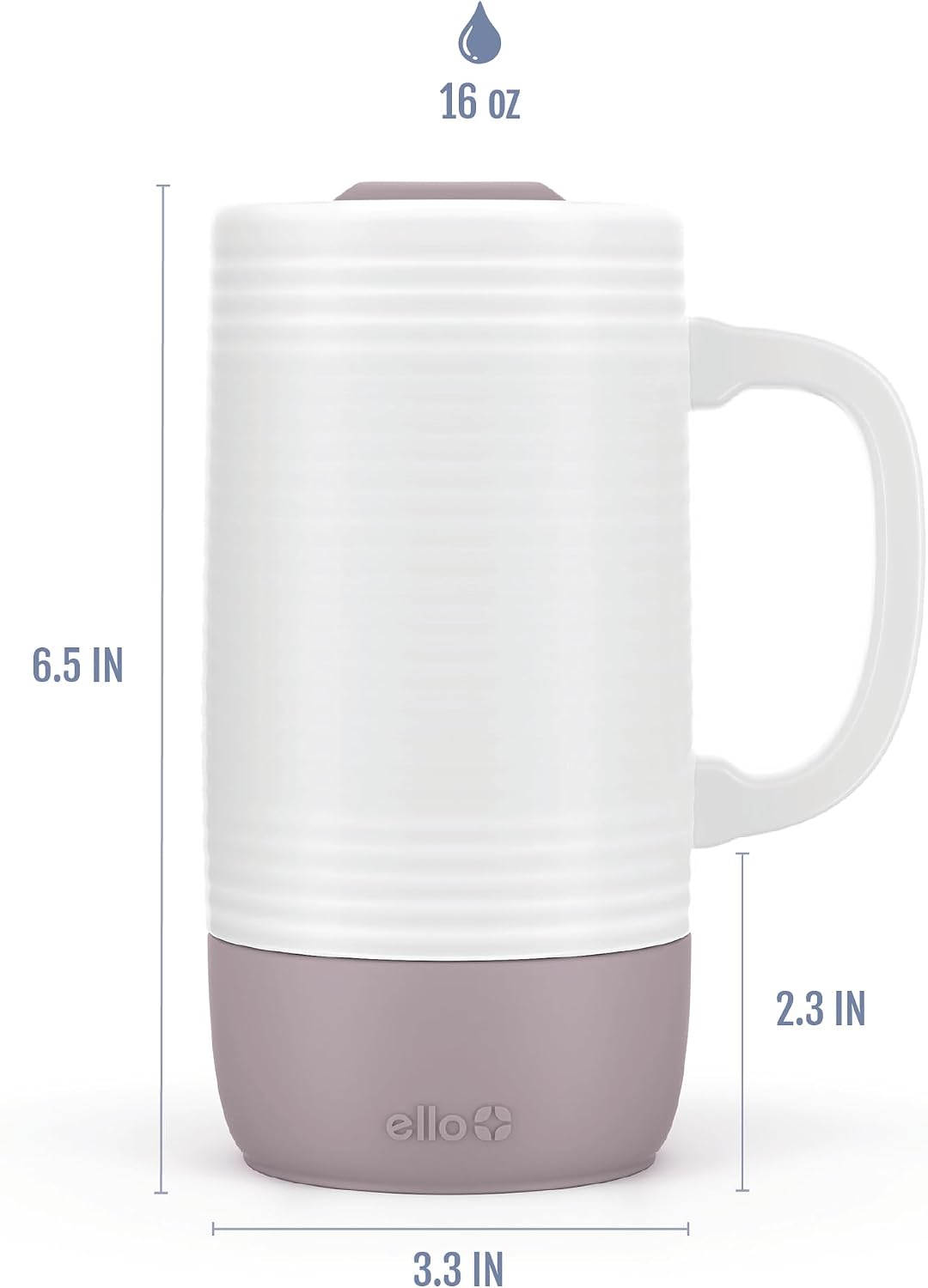 Ello Jane 18oz Ceramic Travel Mug with Handle with Coaster, Mauvewood