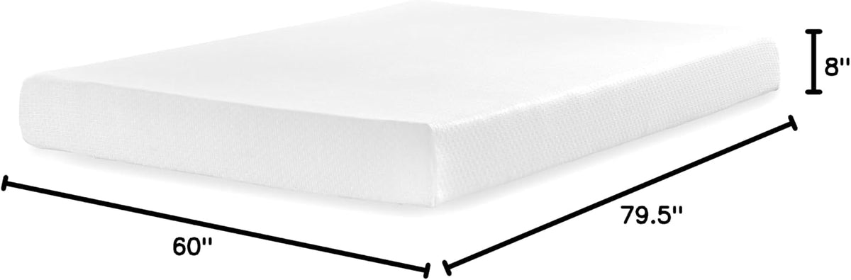Signature Design by Ashley Queen Size 8 Inch Medium Firm Charcoal Gel & Green Tea Infused Memory Foam Mattress for Pressure Relief, Fiberglass-Free, Mattress In A Box
