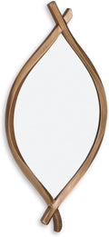 Signature Design by Ashley Bartner Accent Mirror, Gold Wavy Twisted Frame | Antiqued goldtone metal frame, Organic modern style, 4-way hanging versatility, 18x36 in size, Entryway and living room use