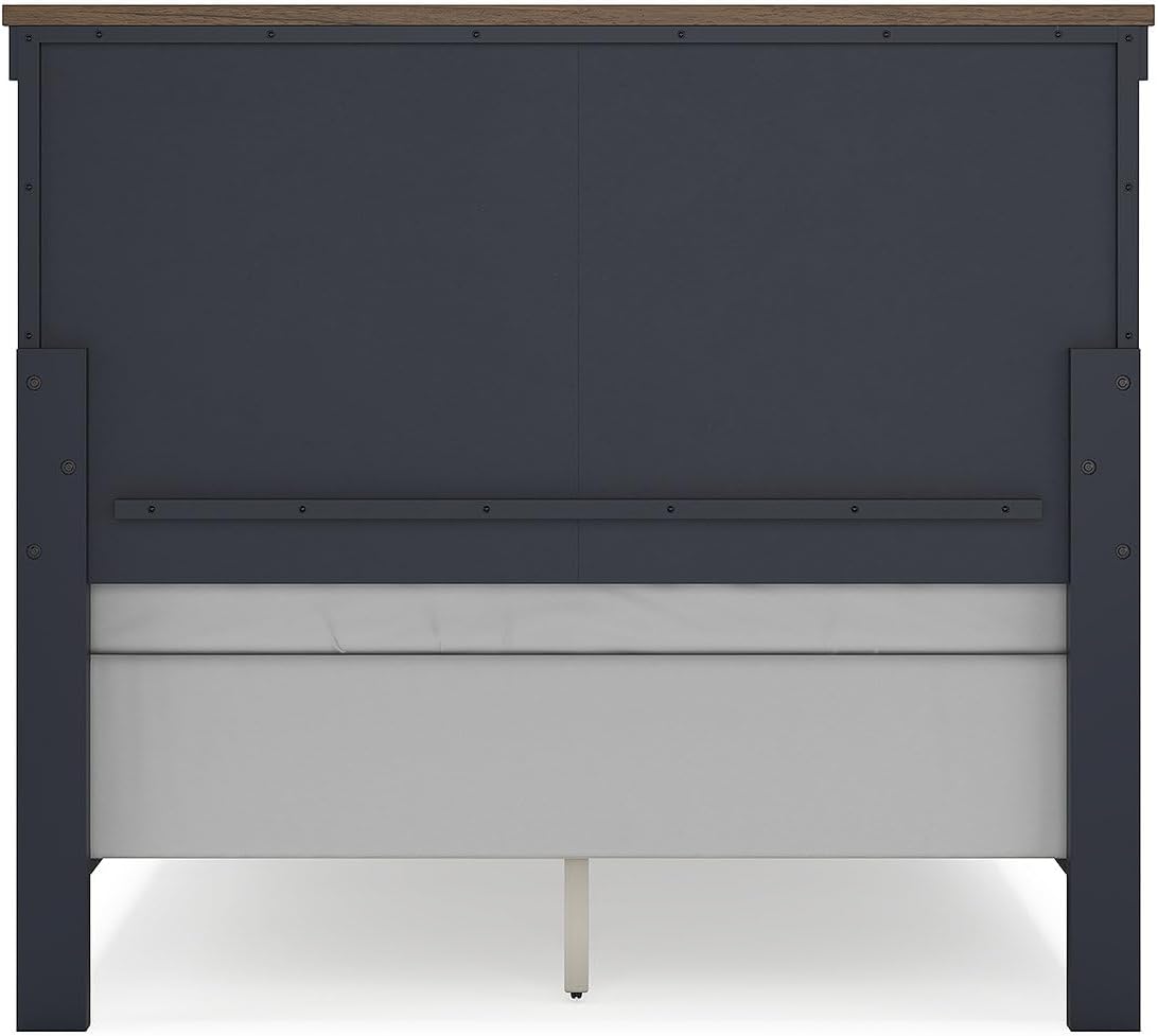 Signature Design by Ashley Kids Full Wood Panel Bed Frame, Blue & Brown | Traditional Shaker style silhouette, Two-tone slate blue and light brown finish, Box spring required, Landocken Series