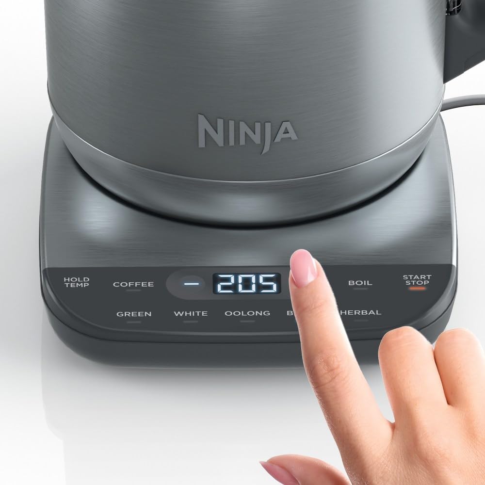 Ninja Precision Electric Kettle, 7-Cup, Rapid Boil, Stainless, KT200