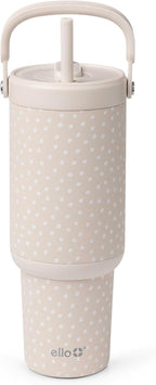 Ello Oasis Go+ 32oz Insulated Stainless Steel Tumbler with Straw, Wild Dot