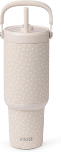 Ello Oasis Go+ 32oz Insulated Stainless Steel Tumbler with Straw, Wild Dot