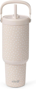 Ello Oasis Go+ 32oz Insulated Stainless Steel Tumbler with Straw, Wild Dot