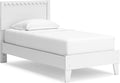 Signature Design by Ashley Hallityn Twin Scalloped Bed Frame, White | Scalloped headboard for cottage charm, Durable engineered wood, 350-lb capacity platform design