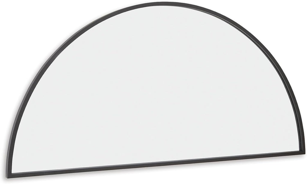 Signature Design by Ashley Denlow Accent Mirror, Black Half Moon Mirror | 50-inch half moon glass mirror, Arched thin frame design, Multi-directional mounting, Elegant living room decor