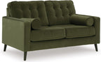 Signature Design by Ashley Loveseat, Olive Green Velvet, Reveon Lakes | Small loveseat for condo spaces, Olive green velvet upholstery, Anti-sag platform foundation, No assembly required
