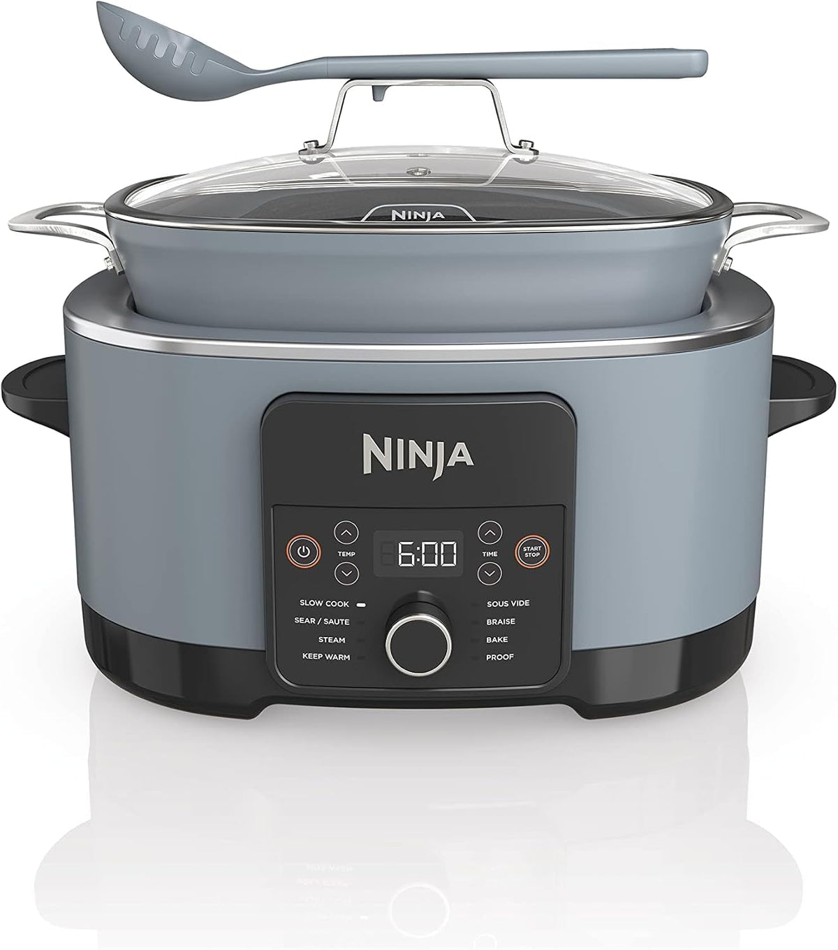 Ninja® PossibleCooker™ PRO 14-in-1, 8.5-qt, Sea Salt Gray, MC1001 | 14-in-1 replaces 14 appliances, Triple Fusion Heat®, slow cook, sauté, roast & steam, nonstick oven-safe pot to 500°F.
