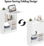 Wall Mounted Table Folding Desk,Drop Leaf Floating Table w/4 Storage Shelve