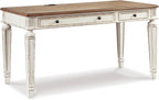 Signature Design by Ashley 60" Farmhouse Home Office Desk, Chipped White