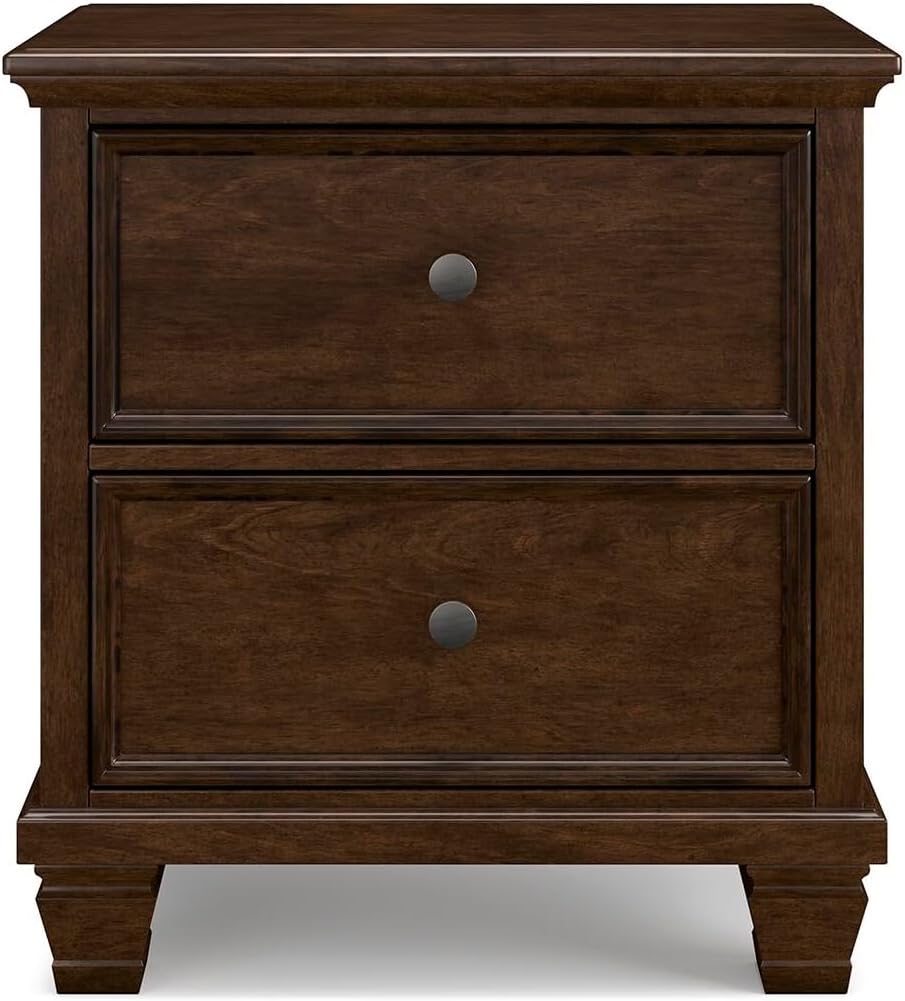 Signature Design by Ashley Danabrin Classic 2 Drawer Nightstand for Bedroom, 26.63" Tall, Dark Brown