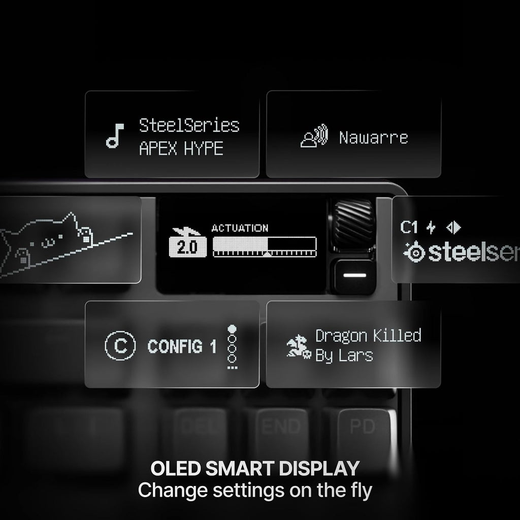 SteelSeries Apex Pro TKL Wireless Gen 3 - Wireless Gaming Keyboard - Adjustable Actuation Hall Effect Switches; Game-Ready Presets - Rapid Trigger, Protection Mode, Rapid Tap/SOC - English QWERTY