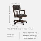 Signature Design by Ashley Wood Executive Desk Chair, Brown | Solid wood frame with a combination of leather and faux leather, Classic style for home workspaces, Breckington Series