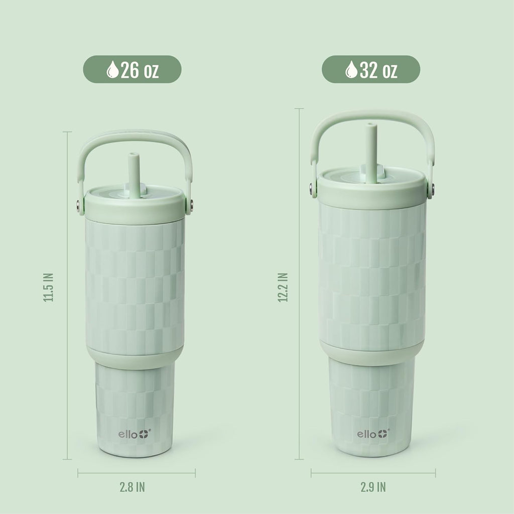 Ello Oasis Go+ 26oz Insulated Stainless Steel Tumbler with Straw, Jadeglow