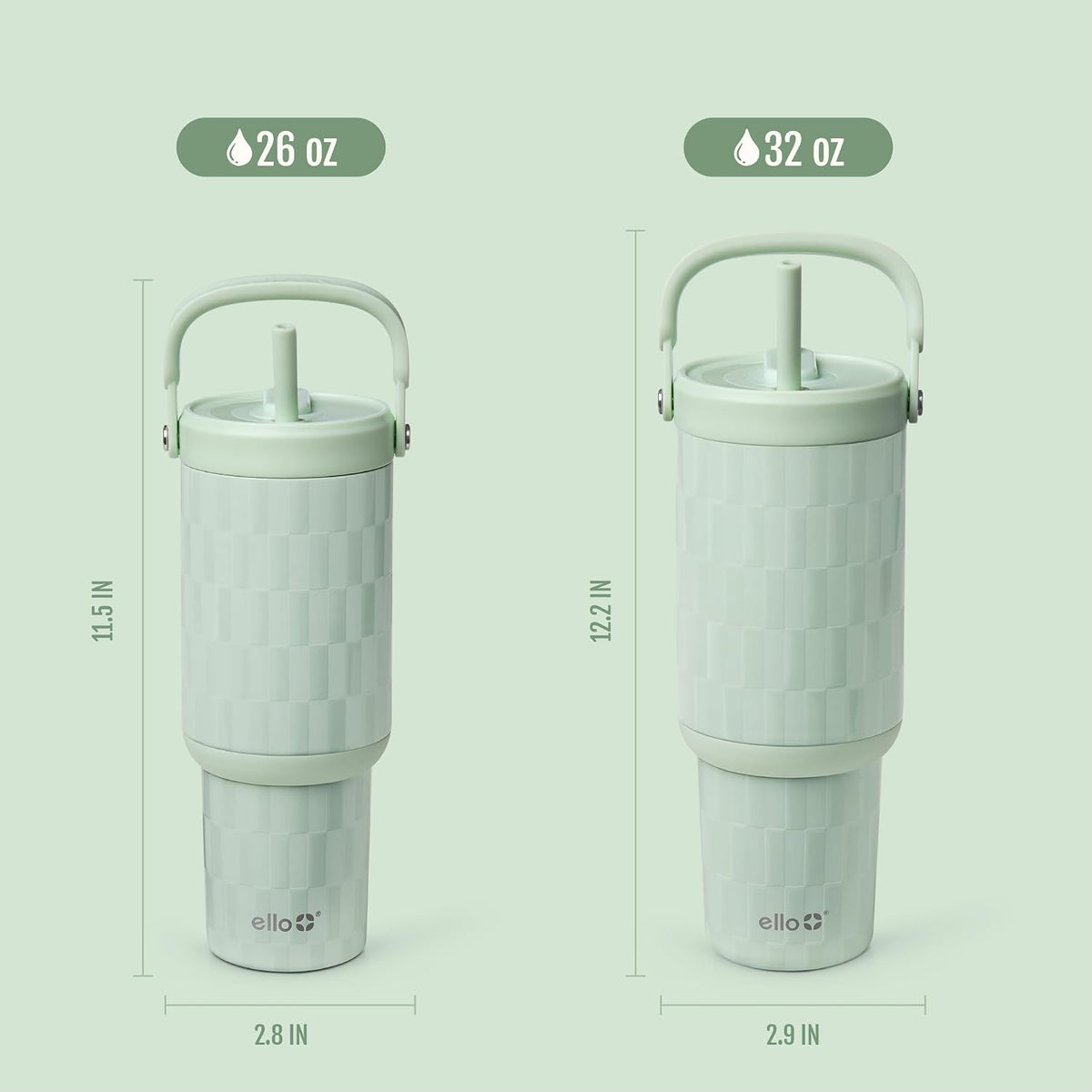 Ello Oasis Go+ 26oz Insulated Stainless Steel Tumbler with Straw, Jadeglow