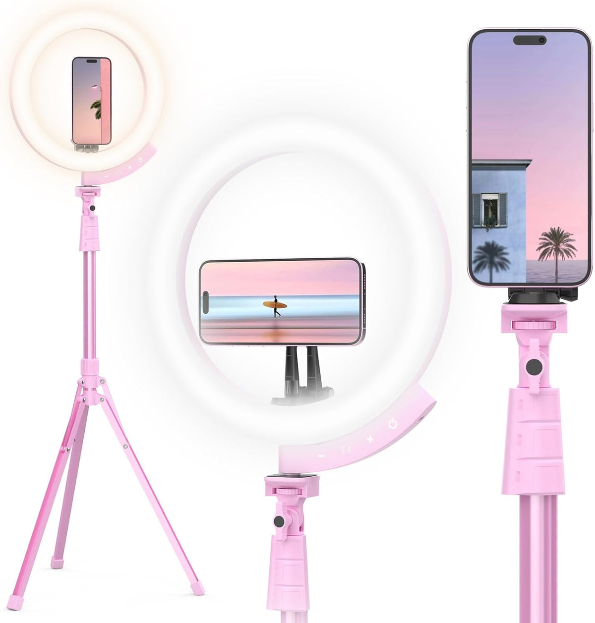 UBeesize 12'' LED RGB Ring Light with 62'' Tripod Stand, Selfie Ring Light for Video Recording, Live Streaming, TikTok & YouTube, Compatible with iPhone & Android