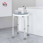 HOMCOM 360° Swivel Seat Bath Shower Stool Adjustable Height Light Blue