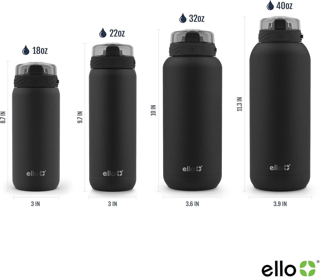 Ello Cooper 22oz Insulated Stainless Steel Water Bottle with Straw, Figgy
