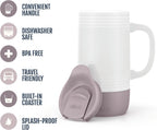 Ello Jane 18oz Ceramic Travel Mug with Handle with Coaster, Mauvewood