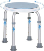HOMCOM 360° Swivel Seat Bath Shower Stool Adjustable Height Light Blue