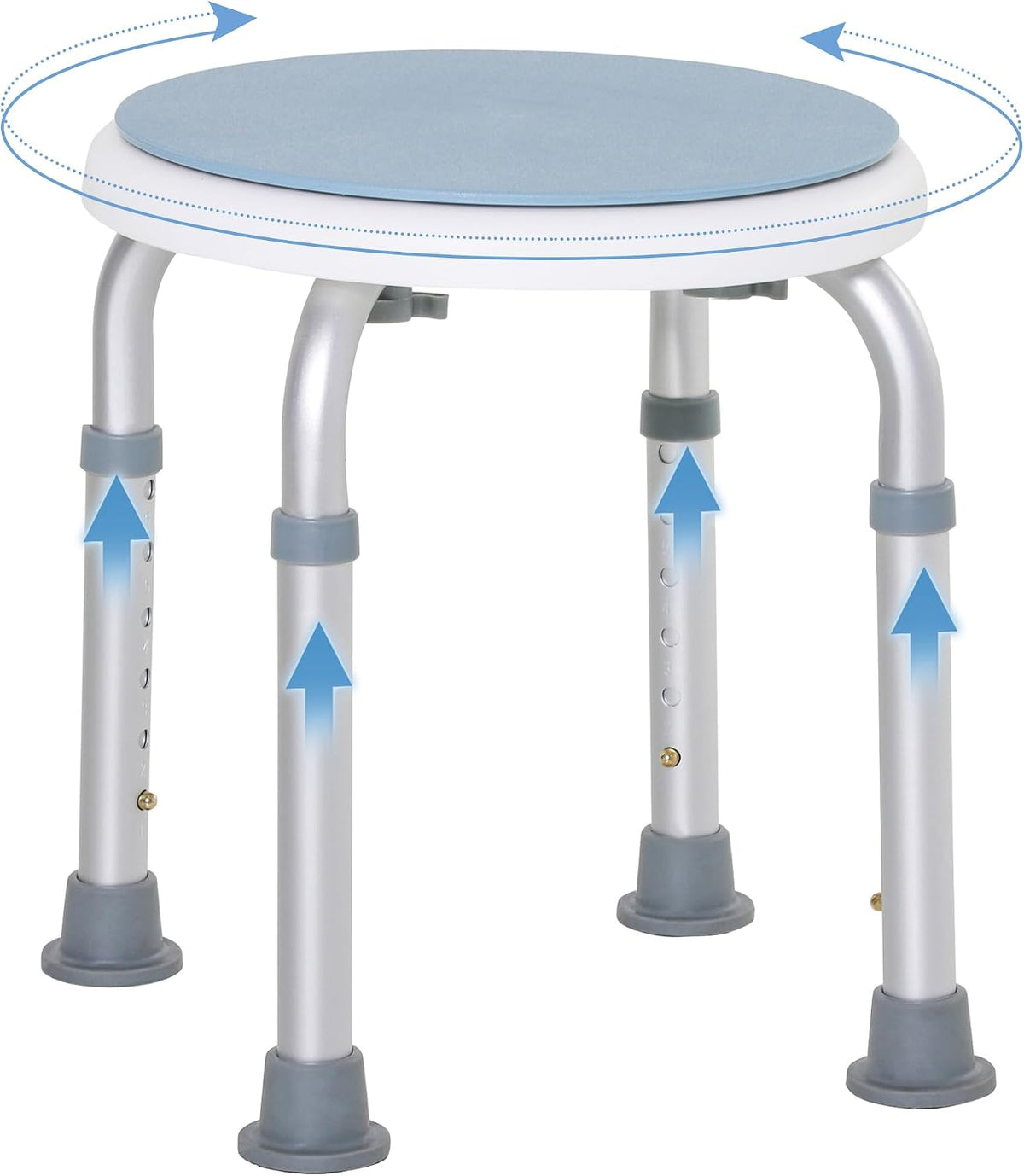 HOMCOM 360° Swivel Seat Bath Shower Stool Adjustable Height Light Blue